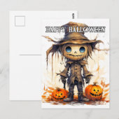 Prettig Halloween | Knuffelige Vogelverschrikker Briefkaart (Voorkant / Achterkant)