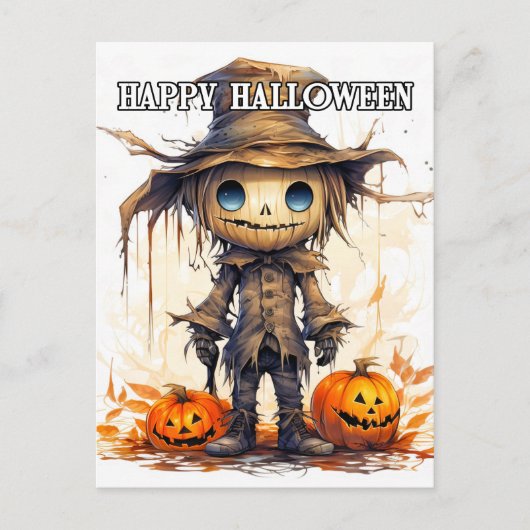 Prettig Halloween | Knuffelige Vogelverschrikker Briefkaart (Voorkant)