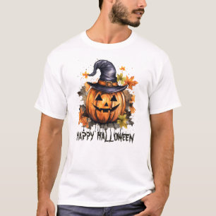Prettig Halloween Kwaadaardige grijnzende pompoen T-shirt