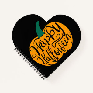 Prettig Halloween lettering op gesneden pompoen Notitieboek