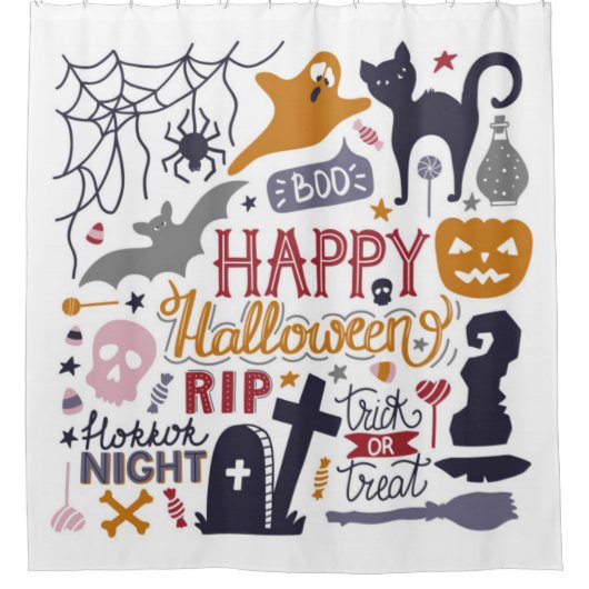 Prettig Halloween leuk en eng Douchegordijn (Voorkant)