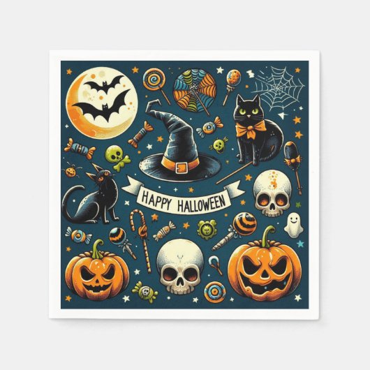 Prettig Halloween leuk & griezelig Servet (Voorkant)