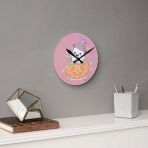 Prettig Halloween leuk pompoen spook Ronde Klok