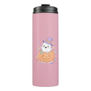Prettig Halloween leuk pompoen spookje Thermosbeker