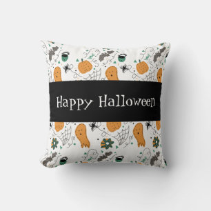 Prettig Halloween Leuke Geest Doodles Patroon Kussen