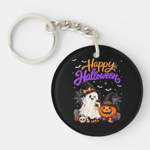 Prettig Halloween Lief Geestje Pompoen Griezelig Sleutelhanger