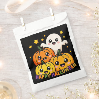 Prettig Halloween Lief Geestje & Pompoenen Papier Bedankzakje