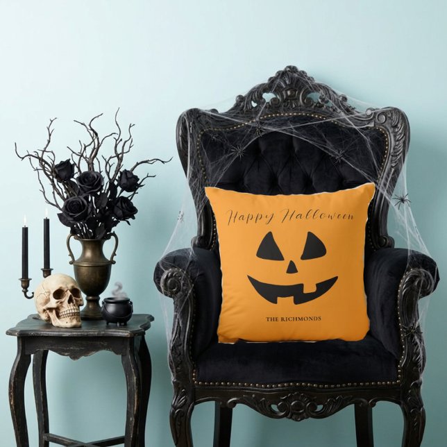 Prettig Halloween Lief Pompoen Gezicht Persoonlijk Kussen (Creator heeft geüpload)