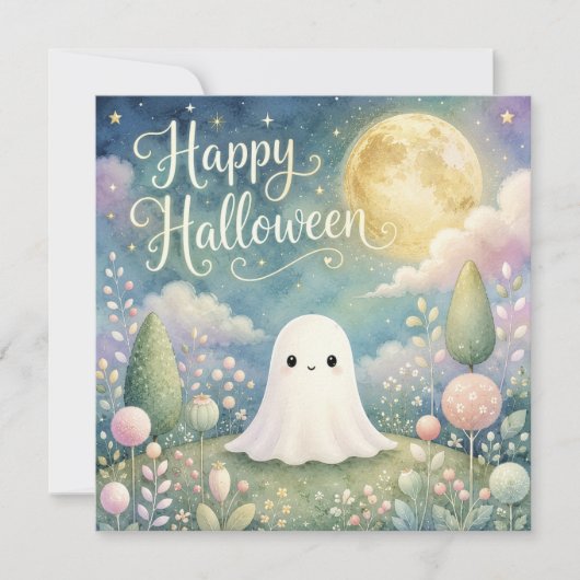 Prettig Halloween Lieve Geest Pasteltuin Kaart (Voorkant)