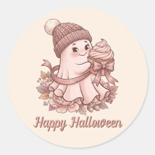 Prettig Halloween Lieve Herfst Oogst Geest&Cupcake Ronde Sticker
