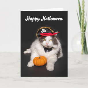 Prettig Halloween Lieve Kat Vertaald als Piraat Hu Feestdagen Kaart