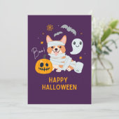 Prettig Halloween, lieve mummie-hond Feestdagenkaart (Staand voorkant)