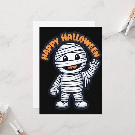 Prettig Halloween lieve mummie Kaart (Voorkant / Achterkant in situ)
