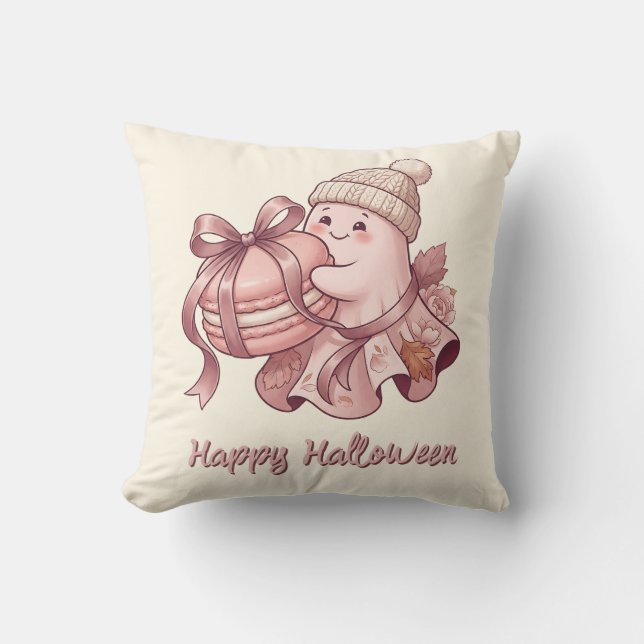 Prettig Halloween Lieve Oogst Geest&Macaron Kussen (Voorkant)