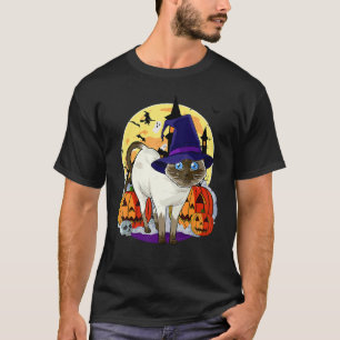 Prettig Halloween Lieve Siamese Kat Heks Pompoen T-shirt