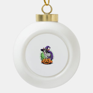 Prettig Halloween met Boston Terrier mummie & heks Keramische Bal Ornament
