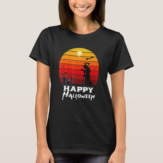 Prettig Halloween met kat T-shirt (Voorkant)