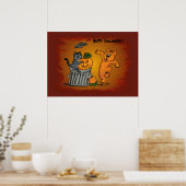 Prettig Halloween met Kat Vleermuis Hond en Spin Poster (Keuken)