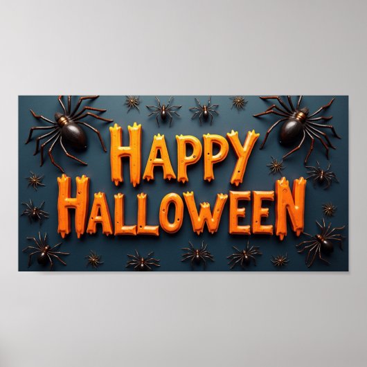 Prettig Halloween met spinnen Poster (Voorkant)