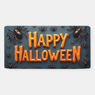 Prettig Halloween met spinnen Spandoek