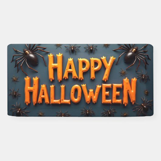 Prettig Halloween met spinnen Spandoek (Horizontaal)