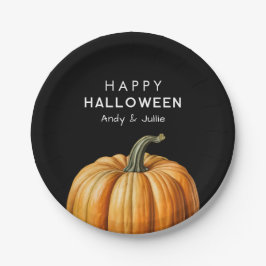 Prettig Halloween met vintage pompoen Papieren Bordje