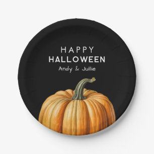 Prettig Halloween met vintage pompoen Papieren Bordje