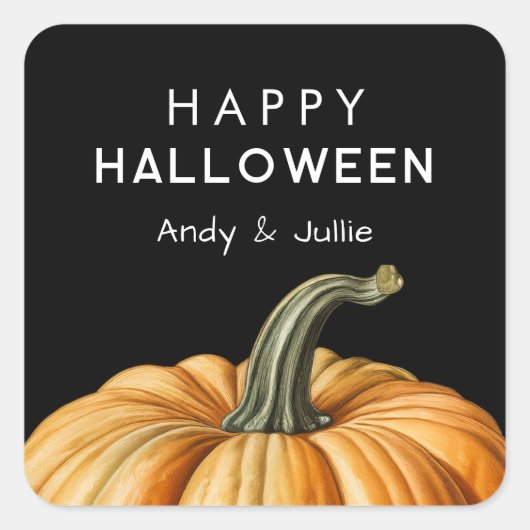 Prettig Halloween met vintage pompoen Vierkante Sticker (Voorkant)