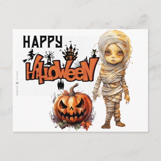 Prettig Halloween Mummie Feestdagenkaart (Voorkant)