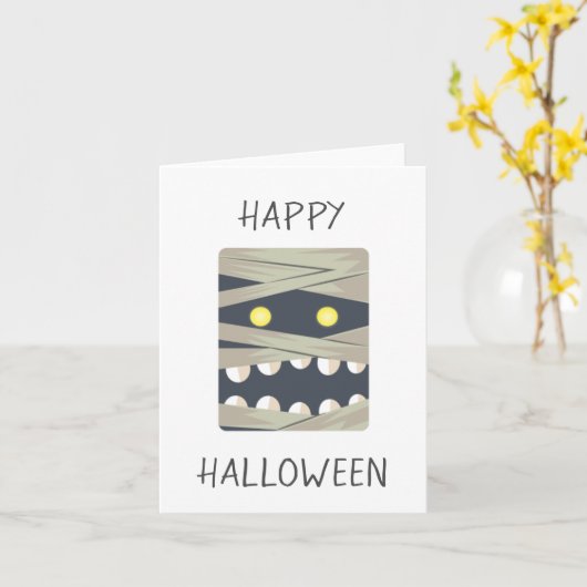 Prettig Halloween Mummie Gezicht Kaart (Gele Bloem)