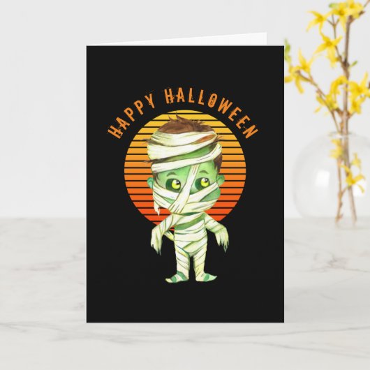 Prettig Halloween - Mummie Kaart (Gele Bloem)