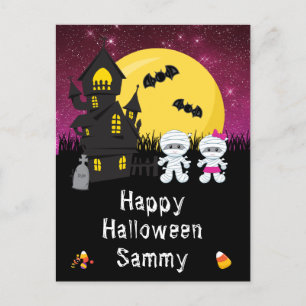 Prettig Halloween Mummie Roze Feestdag Feestdagenkaart