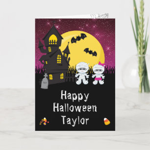 Prettig Halloween Mummie Roze Kaart