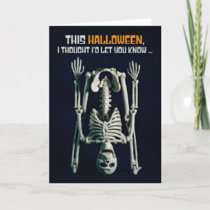 Prettig Halloween Ondersteboven Skelet Feestdagen Kaart