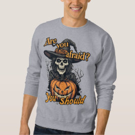 Prettig Halloween op een grijze Trui