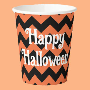 Prettig Halloween oranje en zwarte kinderfeestje Papieren Bekers