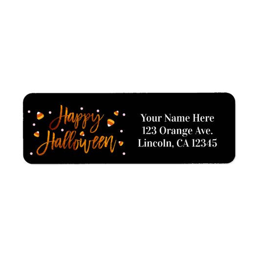 Prettig Halloween Oranje Folie Modern Script Trend Etiket (Voorkant)