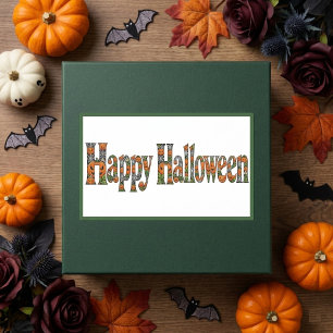 Prettig Halloween Oranje Jacks Spinnenweb Herfst K Rechthoekige Sticker
