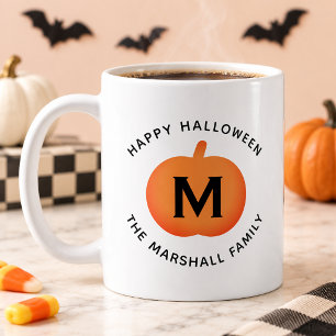 Prettig Halloween Oranje Pompoen Aangepaste Initia Koffiemok