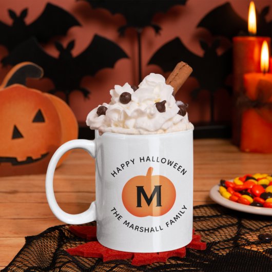 Prettig Halloween Oranje Pompoen Aangepaste Initia Koffiemok