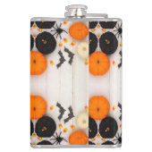 Prettig Halloween Oranje Pompoen Heupfles (Achterkant)