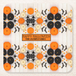 Prettig Halloween Oranje Pompoen Kartonnen Onderzetters