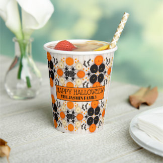 Prettig Halloween Oranje Pompoen Papieren Bekers
