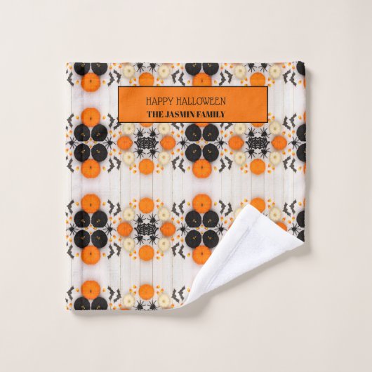 Prettig Halloween Oranje Pompoen Washandje (Wasdoekje)