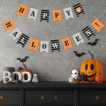 Prettig Halloween Oranje Zwart en Grijs Patroon