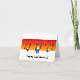 Prettig Halloween oranje zwart met schedels Kaart