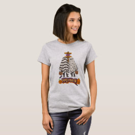 Prettig Halloween Paars Zonsondergang Spokenhuis O T-shirt