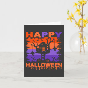 Prettig Halloween Paarse & Oranje Boomhut Kaart