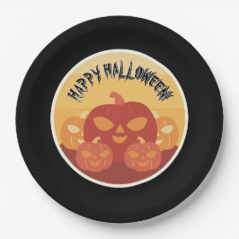 Prettig Halloween! Papieren bord met pompoenen