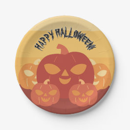 Prettig Halloween! Papieren bordjes met pompoenen